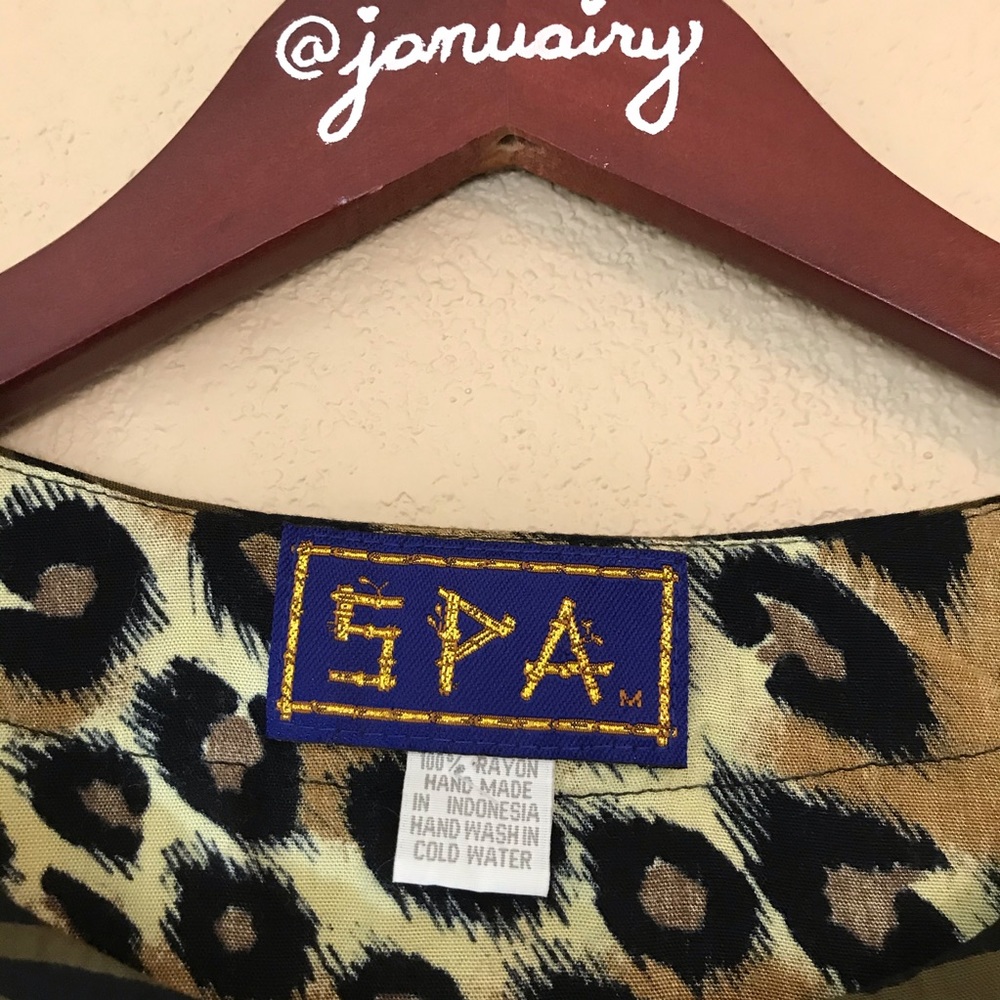 Animal Print Jeweled Patchwork Blouse Euc Unique - image 2